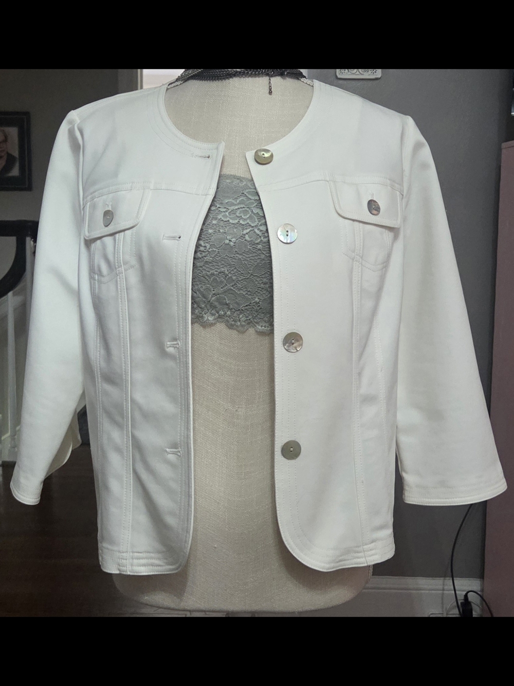 Women's Ivory Button-Front Jacket